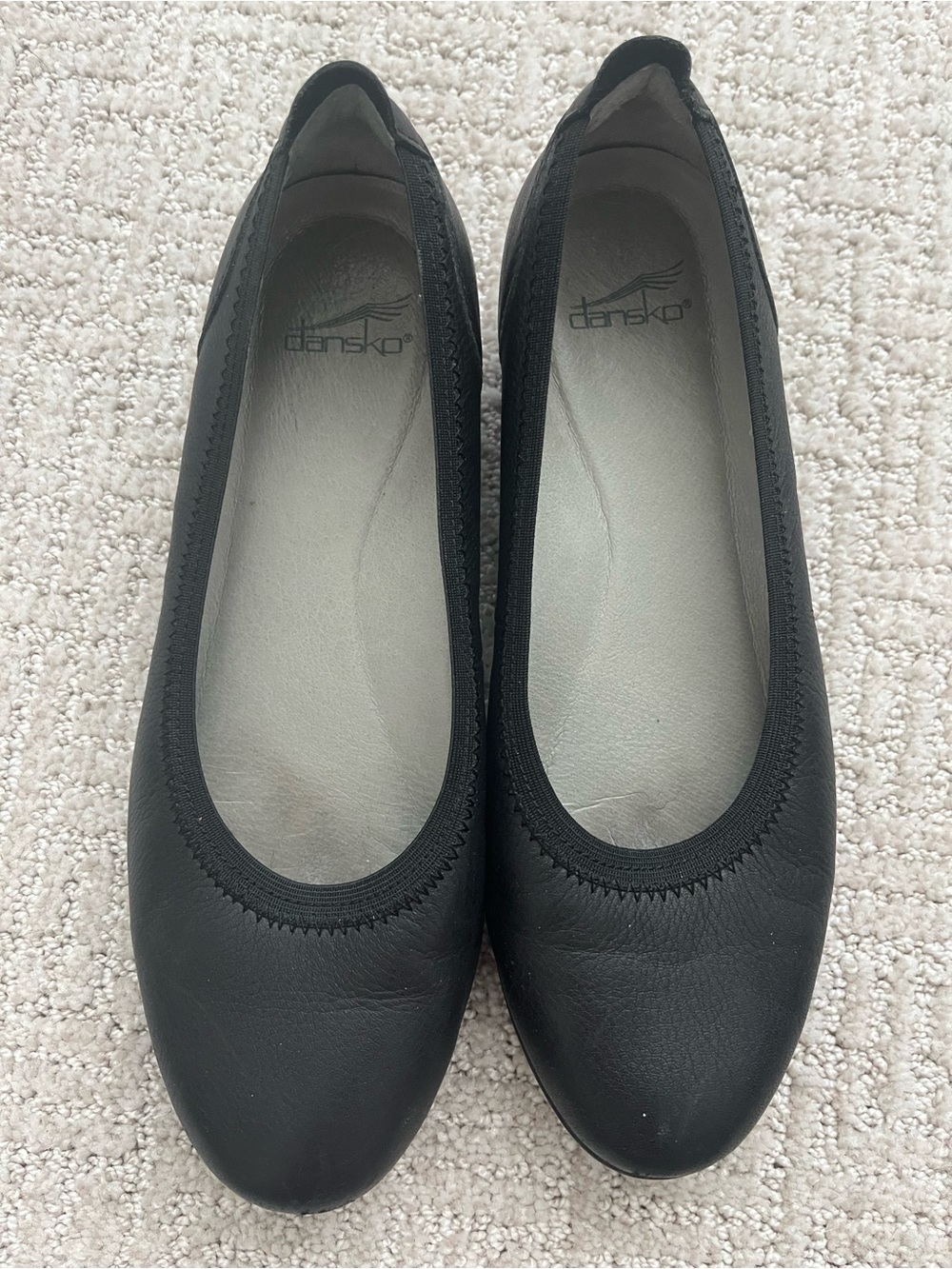Dansko Black Leather Slip-On Ballet Flats